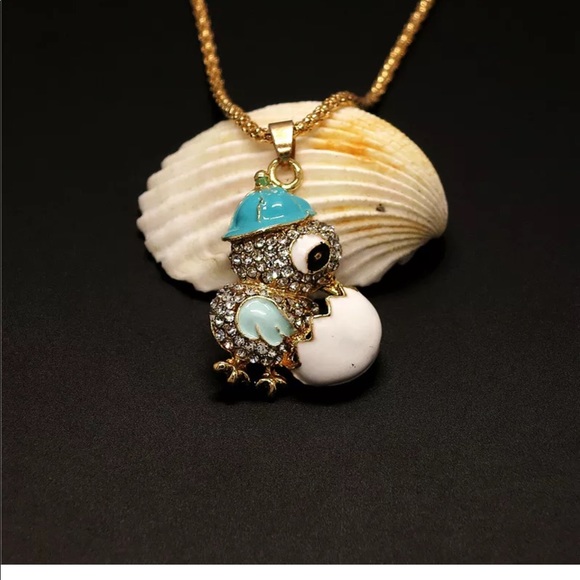 Crystal Baby Chick With Egg Necklace - Picture 4 of 5